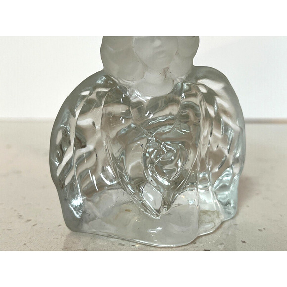 Vintage Fenton Art Glass Guardian Praying Angel Clear and Frosted Figurine 3.5" - Picture 3 of 8